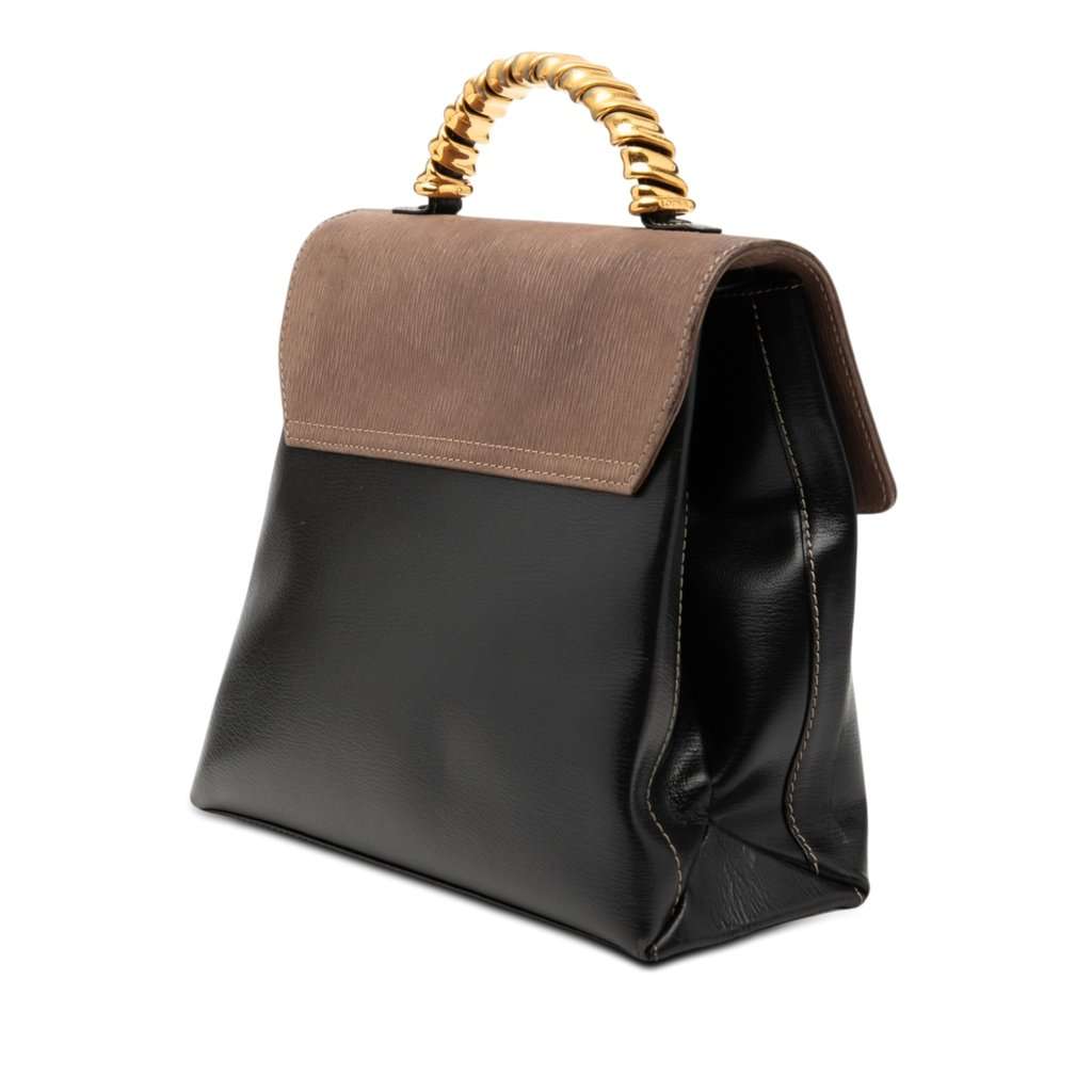 Loewe Bicolor Leather Velazquez Twist Top Handle Bag Black Leather Very good condition - Back View