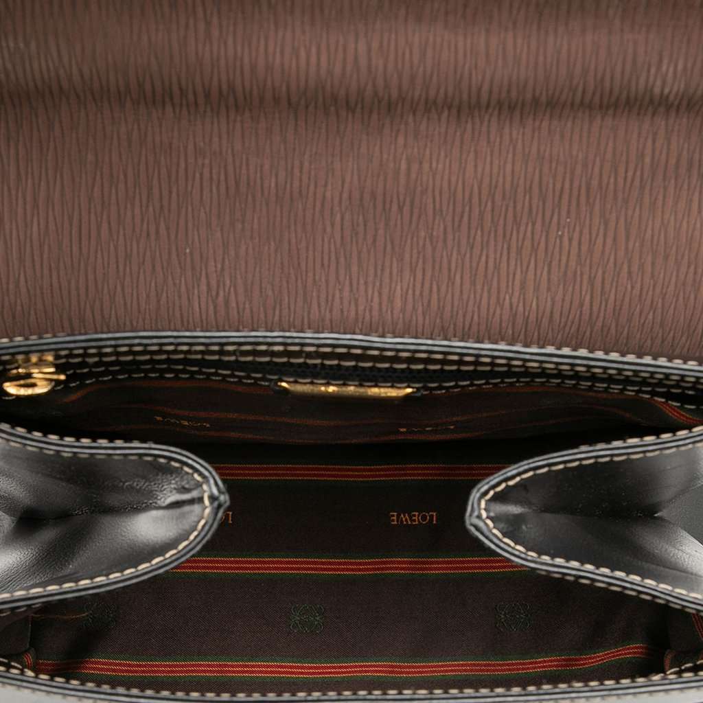 Loewe Bicolor Leather Velazquez Twist Top Handle Bag Black Leather Very good condition - Model View