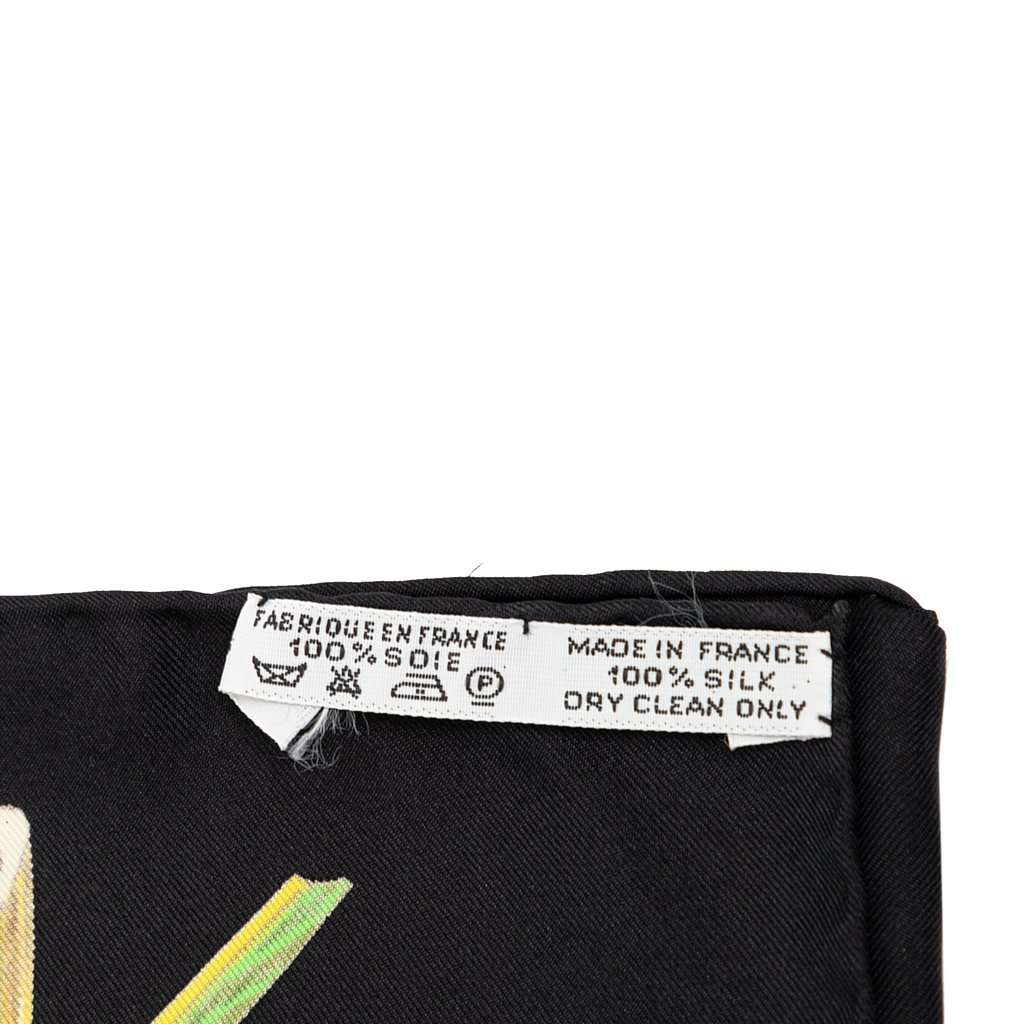 Hermès Jardin Creole Silk Scarf 90 Black Very good condition - Back View