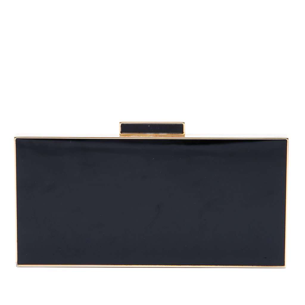 Saint Laurent Acrylic Box Minaudiere Clutch Black Plastic Very good - Front View