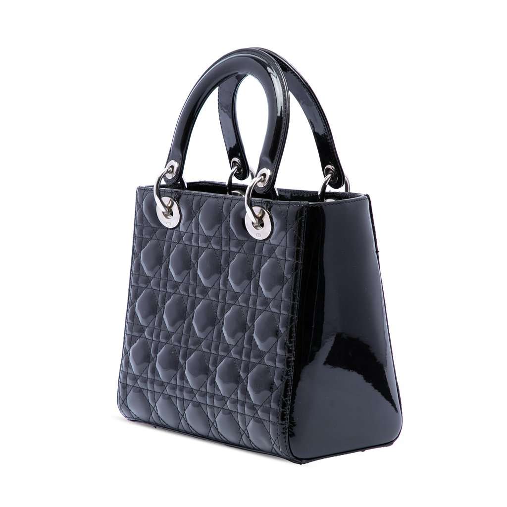 Dior Medium Patent Cannage Lady Dior Black Leather Very good - Back View