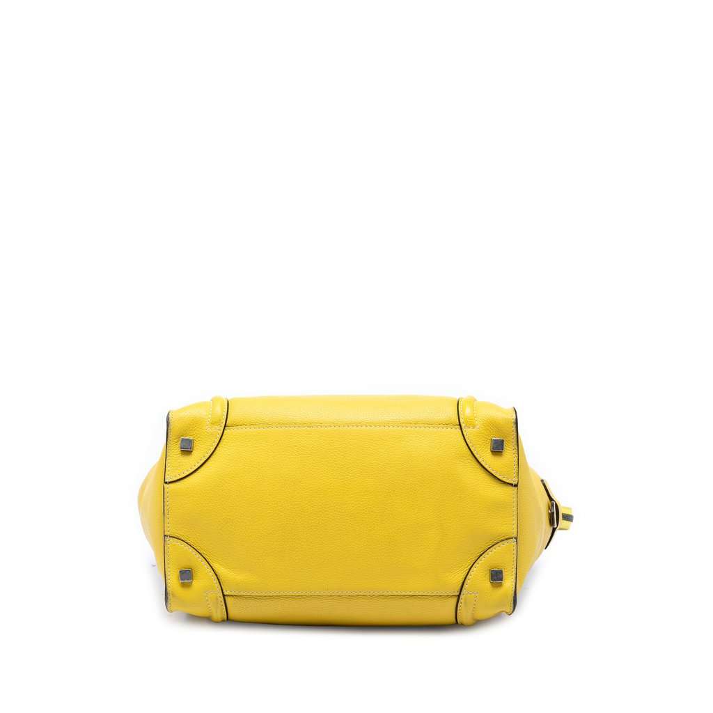 Celine Mini Calfskin Luggage Tote Yellow Leather Very good condition - Inside View