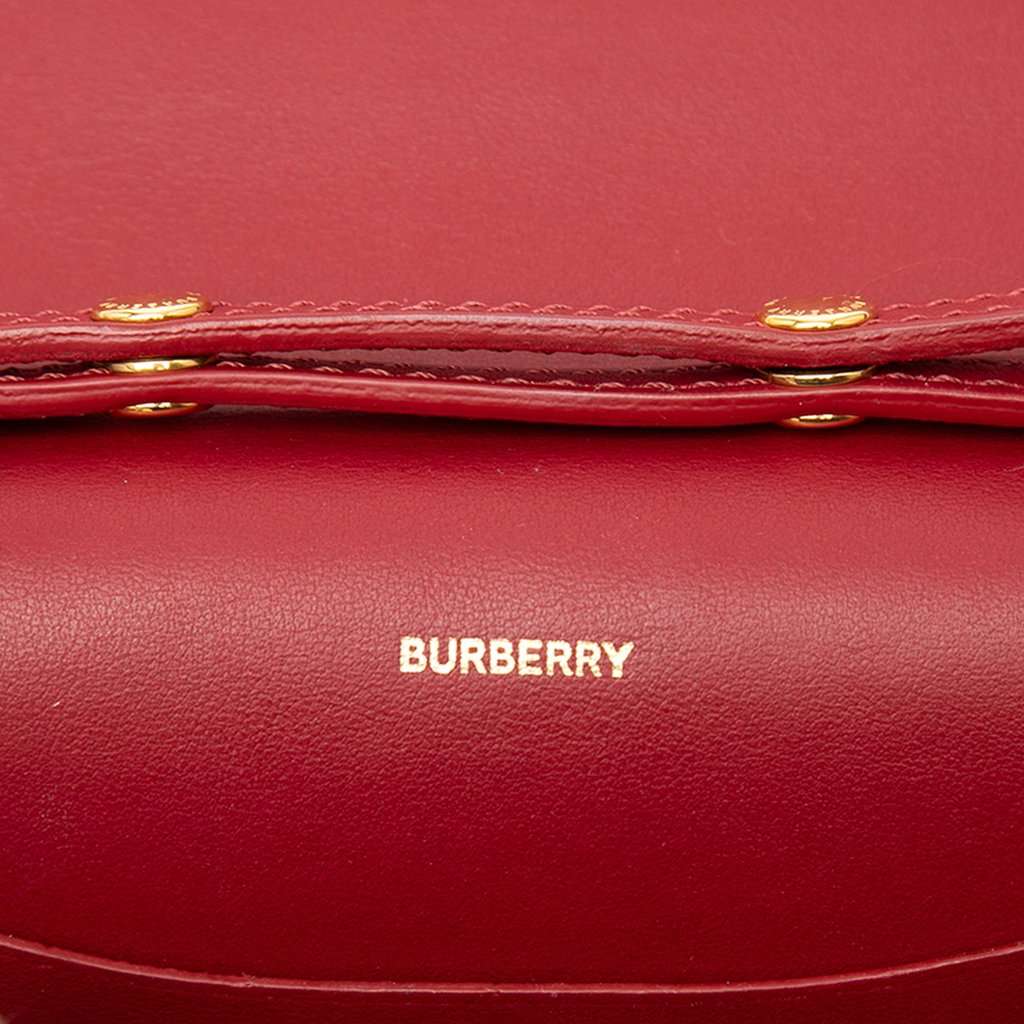 Burberry House Check Trimmed Leather Flap Crossbody Red Leather Very good condition - Box View