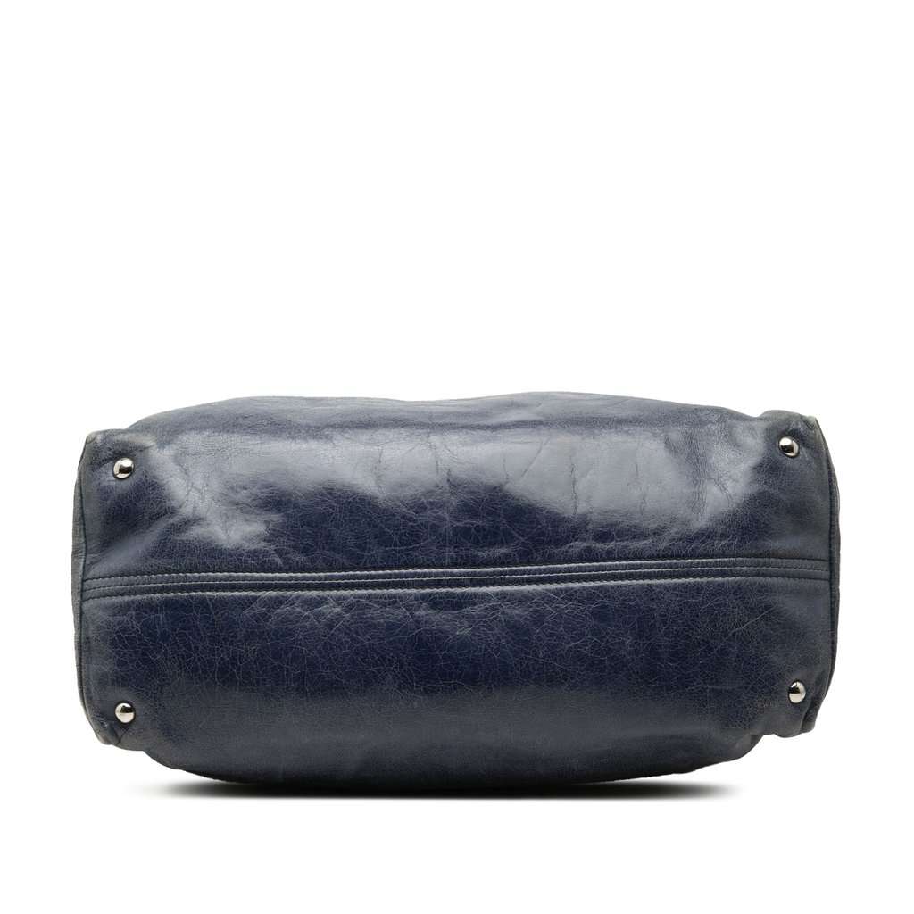 Miu Miu Crinkled Calfskin Convertible Tote Blue Leather Good condition - Inside View