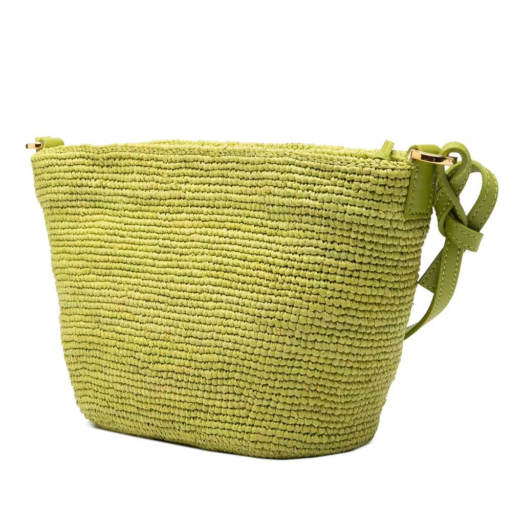Loewe Paulas Ibiza Anagram Raffia Pochette Crossbody Green Very good condition - Back View