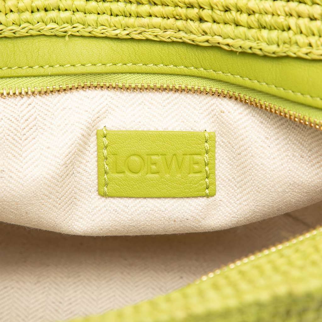 Loewe Paulas Ibiza Anagram Raffia Pochette Crossbody Green Very good condition - Box View