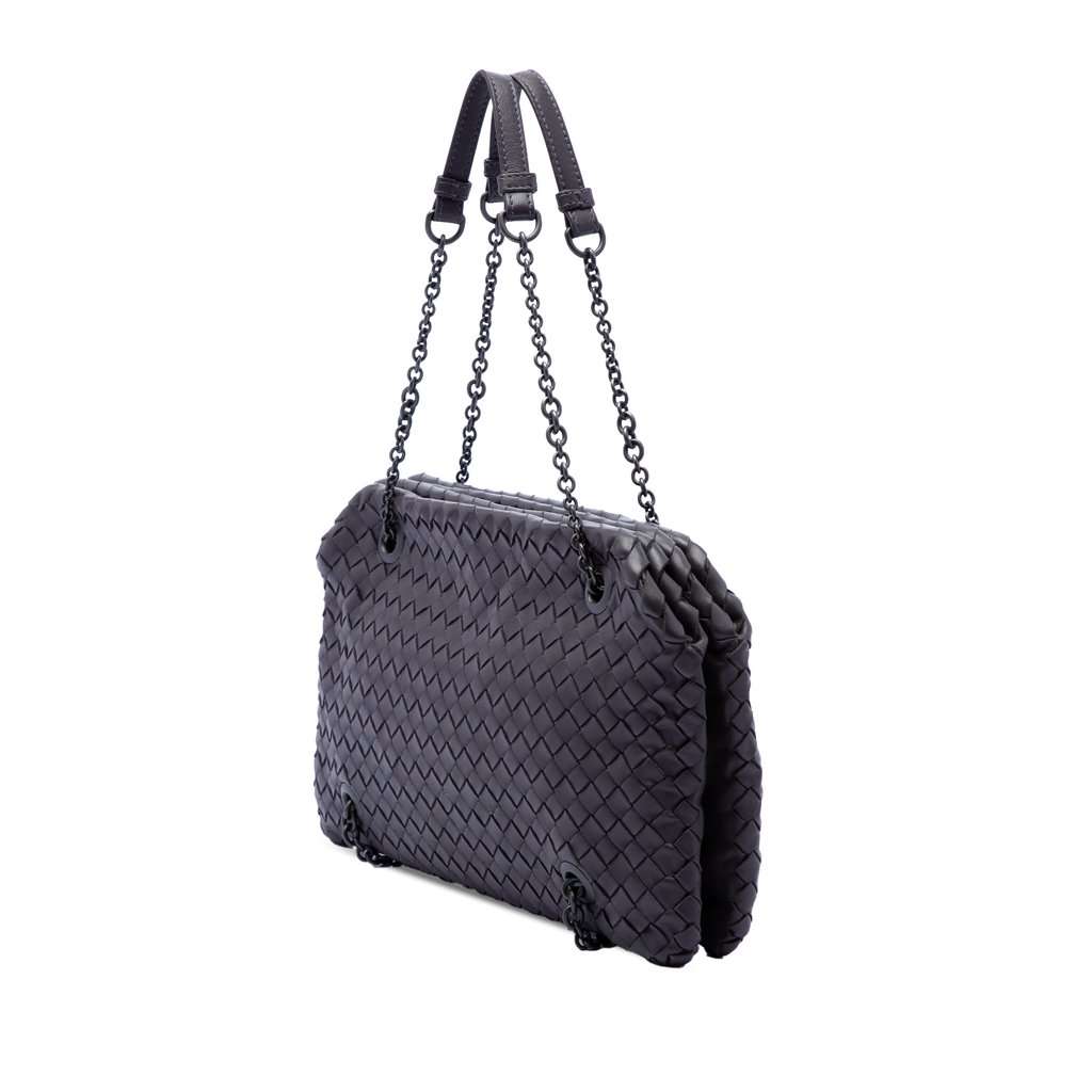 Bottega Veneta Nappa Intrecciato Duo Shoulder Bag Purple Leather Very good condition - Back View