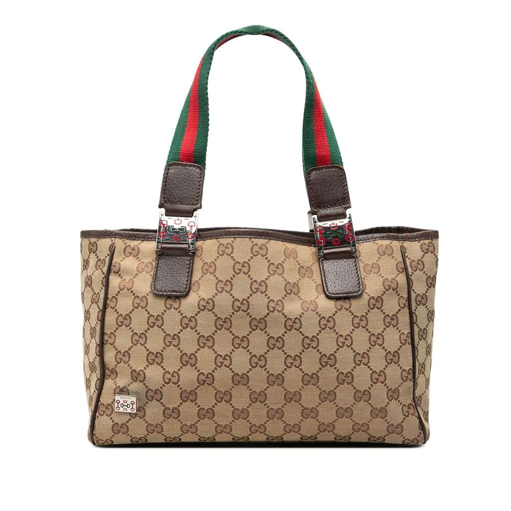 Gucci GG Canvas Web Pop Tote Beige Very good - Front View
