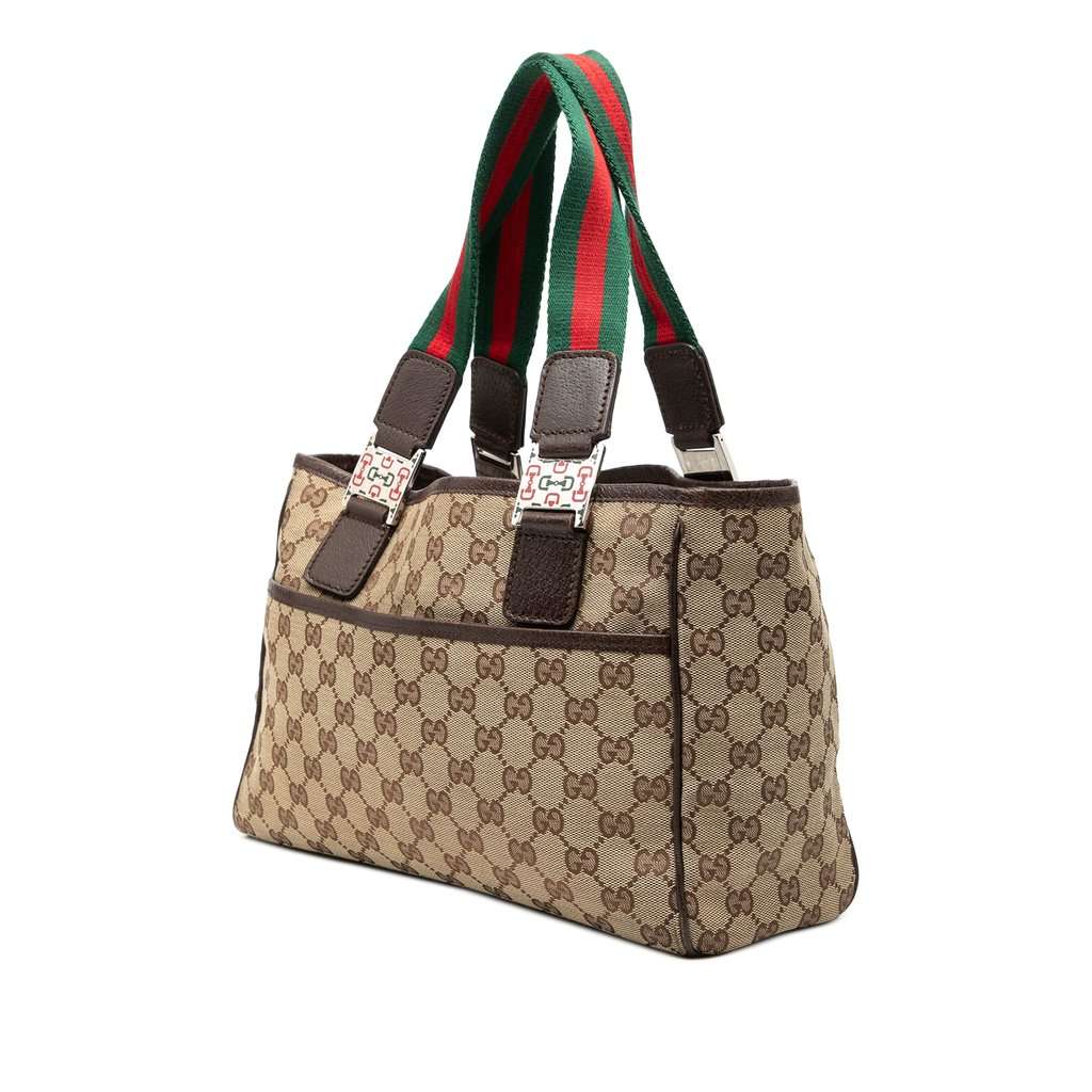 Gucci GG Canvas Web Pop Tote Beige Very good - Back View
