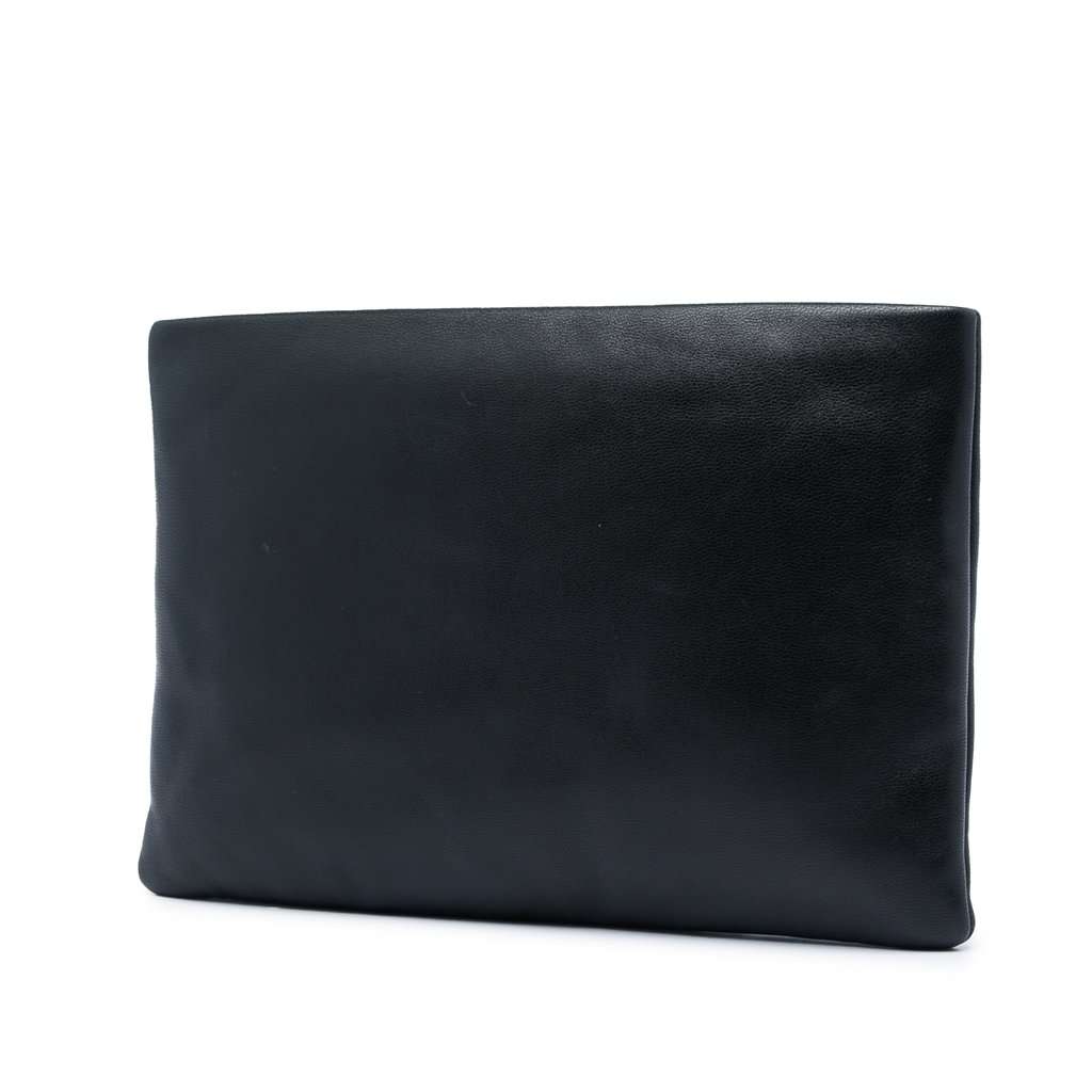 Saint Laurent Small Lambskin Calypso Zipped Pouch Black Leather Very good - Back View