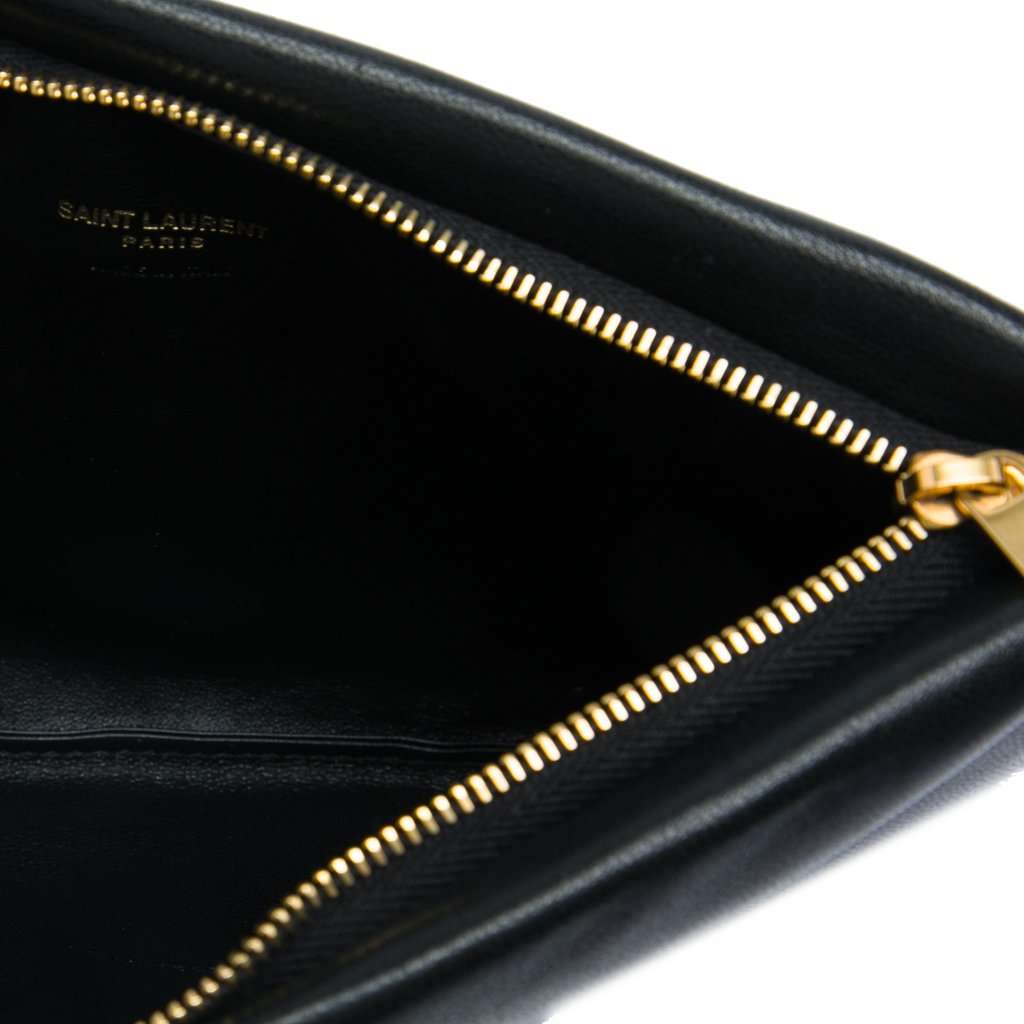 Saint Laurent Small Lambskin Calypso Zipped Pouch Black Leather Very good - Model View