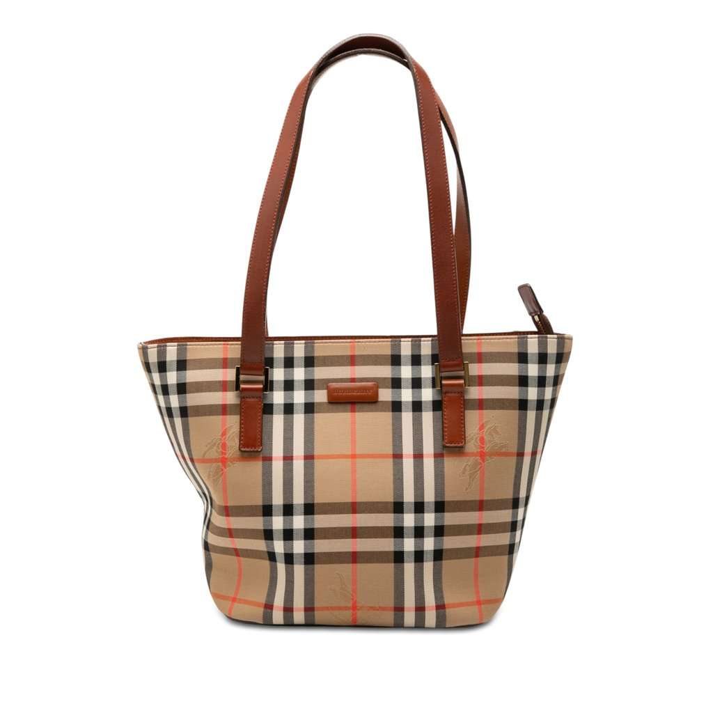 Burberry Haymarket Check Canvas Tote Beige Very good condition - Front View
