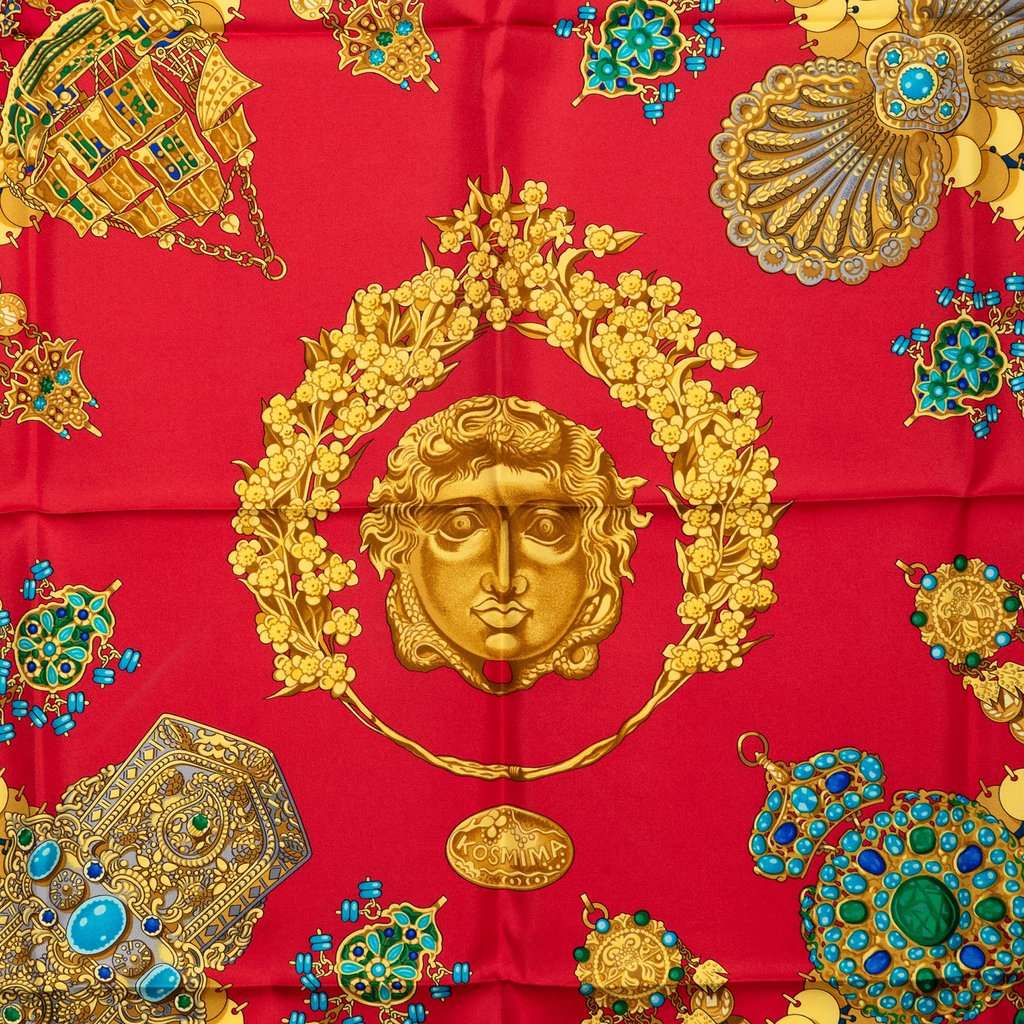Hermès Kosmima Silk Scarf 90 Red Very good condition - Back View