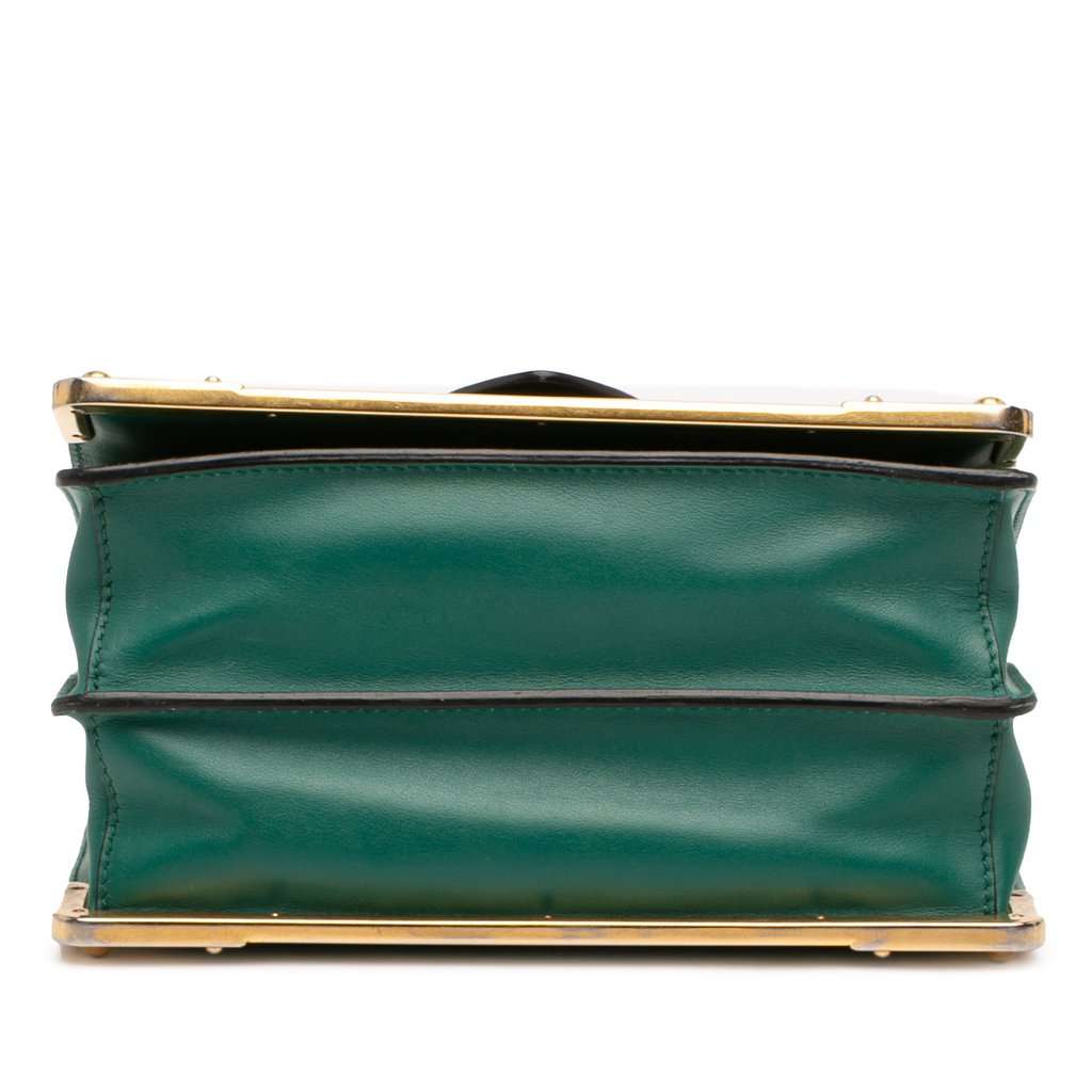 Prada Saffiano Trimmed City Calf Crystal Cahier Crossbody Green Leather Very good condition - Inside View
