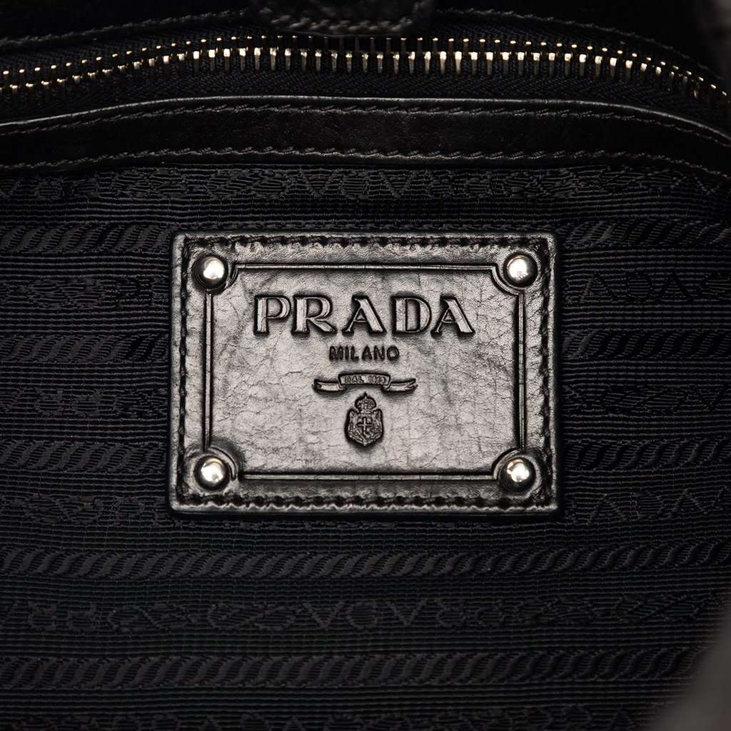 Prada Nappa Mordore Ruffle Hobo Black Leather Very good condition - Box View