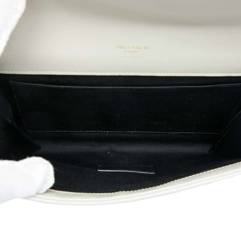 Saint Laurent Grain De Poudre Triquilt Monogram Envelope Clutch White Leather Very good - Model View