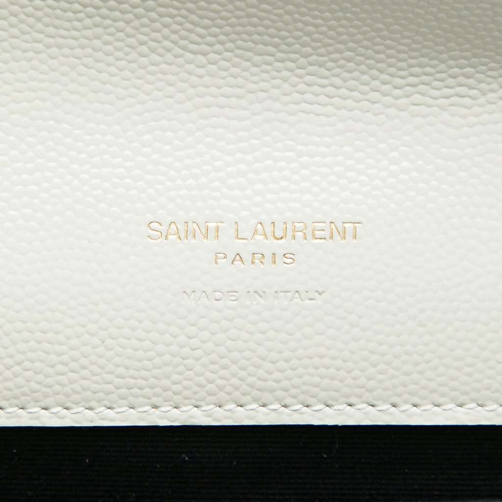 Saint Laurent Grain De Poudre Triquilt Monogram Envelope Clutch White Leather Very good - Box View