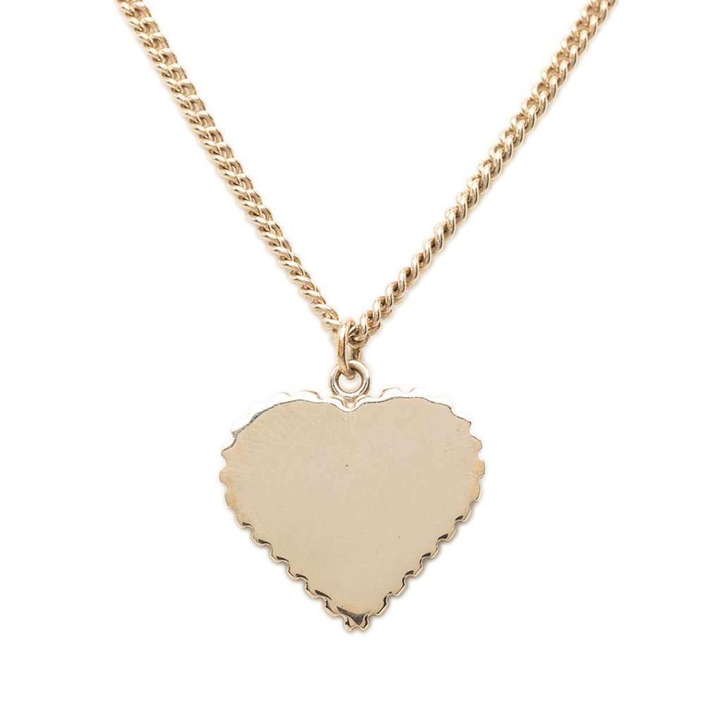 Chanel CC Gold Plated Enamel Heart Pendant Necklace Gold Metal Very good condition - Model View