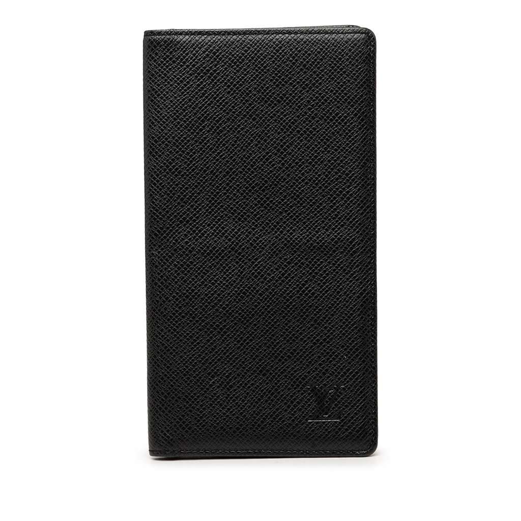 Louis Vuitton Taiga Brazza Wallet Black Leather Very good condition - Front View