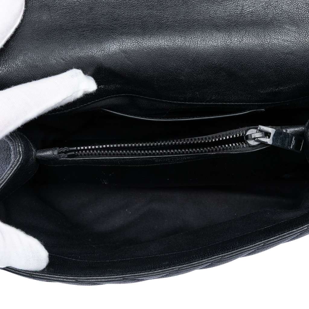 Saint Laurent Medium Chevron Sheepskin Monogram College Satchel Black Leather Very good condition - Model View