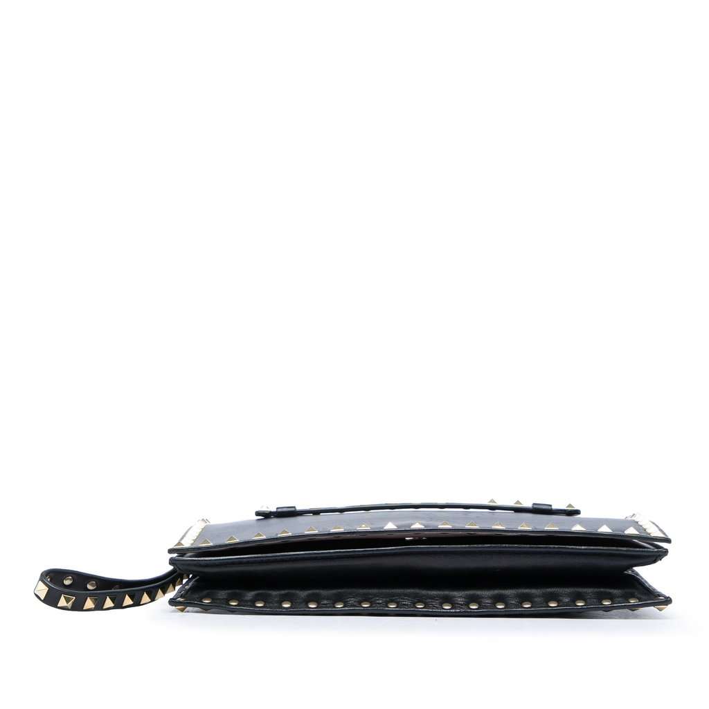 Valentino Leather Rockstud Flap Clutch Black Leather Very good - Inside View