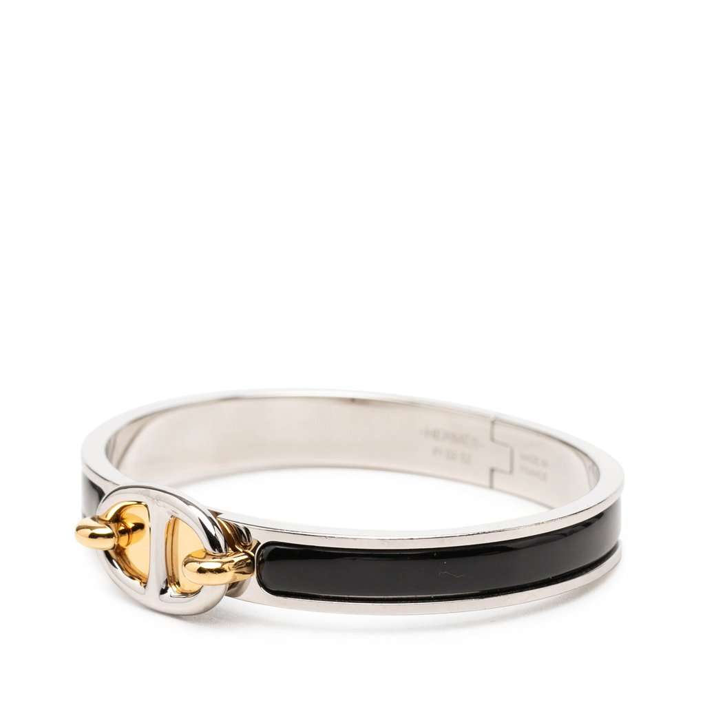 Hermès Mini Enamel Clic Chaine d Ancre Bracelet PM Black Very good - Back View