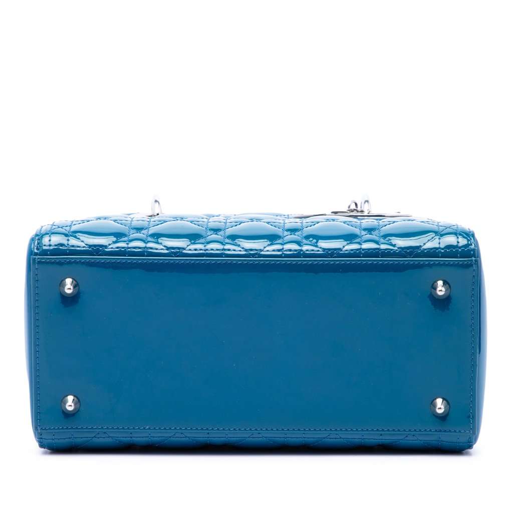 Dior Medium Patent Cannage Lady Dior Blue Leather Very good condition - Inside View