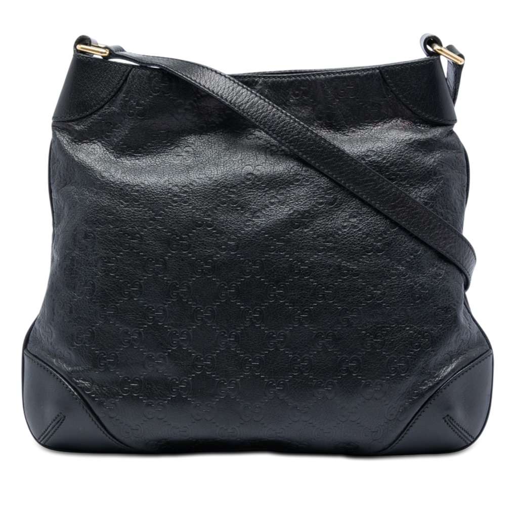 Gucci Guccissima Shoulder Bag Black Leather Very good condition - Front View