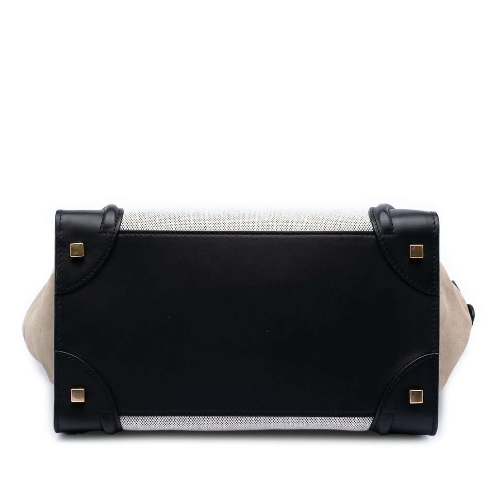 Celine Mini Canvas and Suede Tricolor Luggage Tote Black Very good condition - Inside View