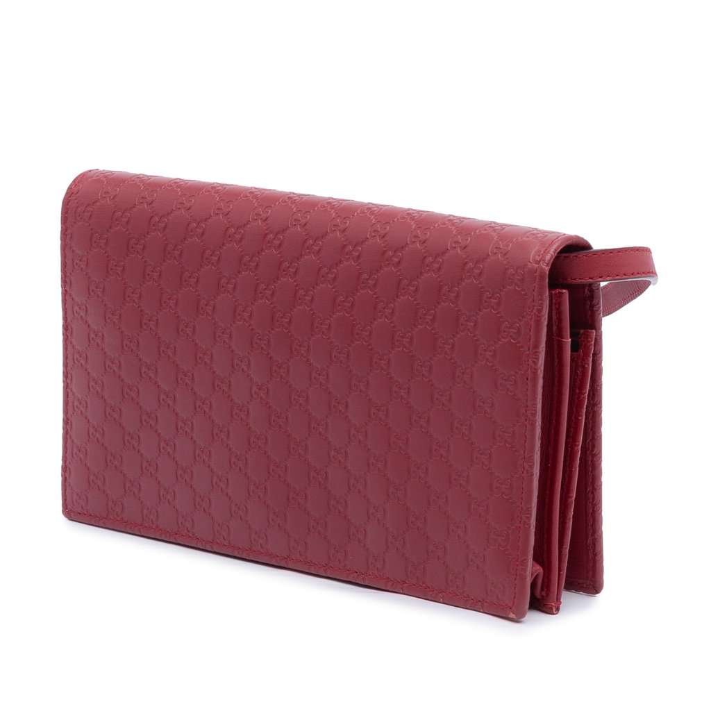 Gucci Microguccissima Wallet on Strap Red Leather Very good condition - Back View