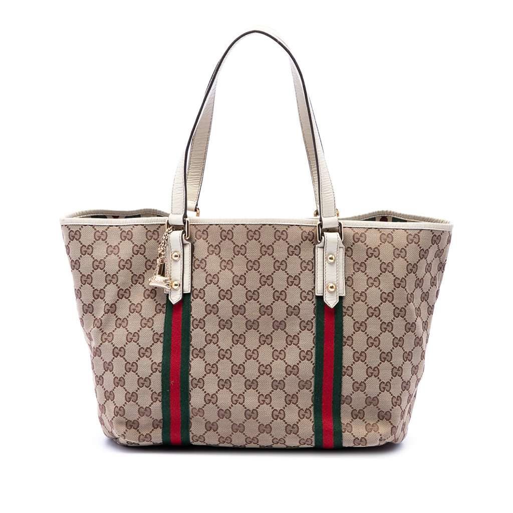 Gucci Large GG Canvas Web Jolicoeur Tote Beige Very good condition - Front View