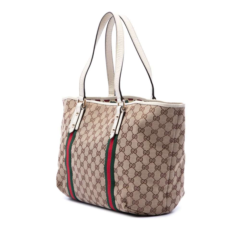 Gucci Large GG Canvas Web Jolicoeur Tote Beige Very good condition - Back View