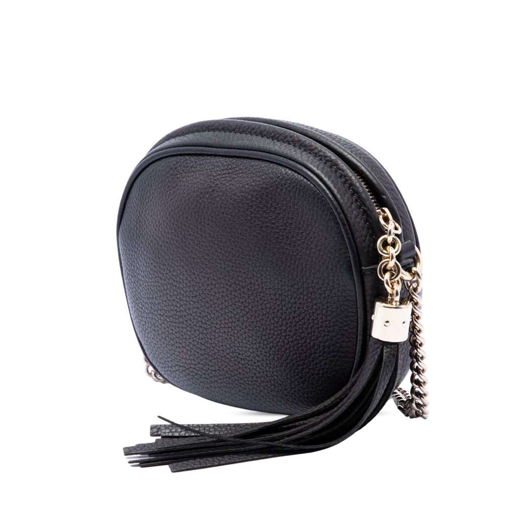 Gucci Mini Pebbled Calfskin Soho Chain Crossbody Black Leather Very good - Back View