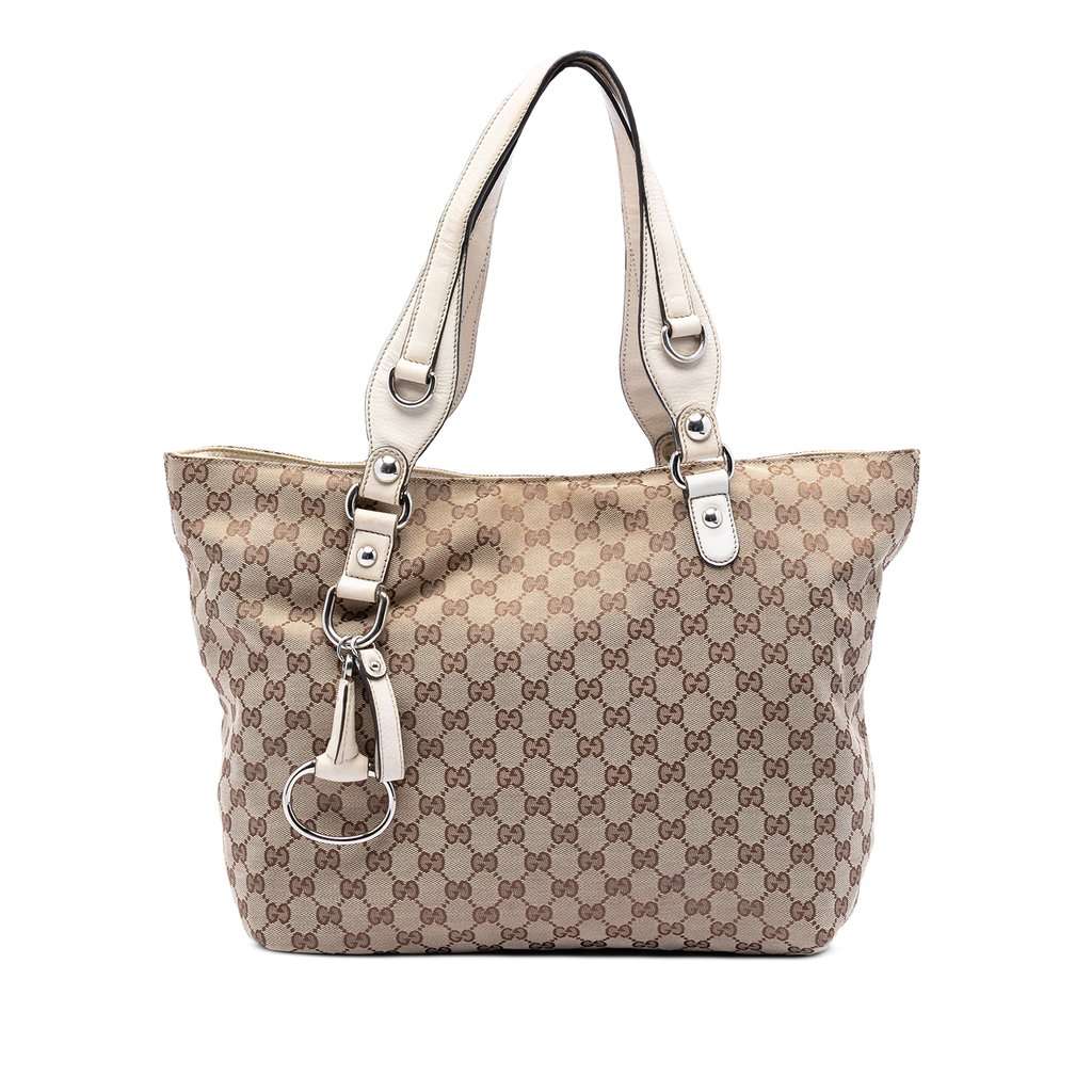 Gucci Medium GG Canvas Icon Bit Tote Beige Very good condition - Front View