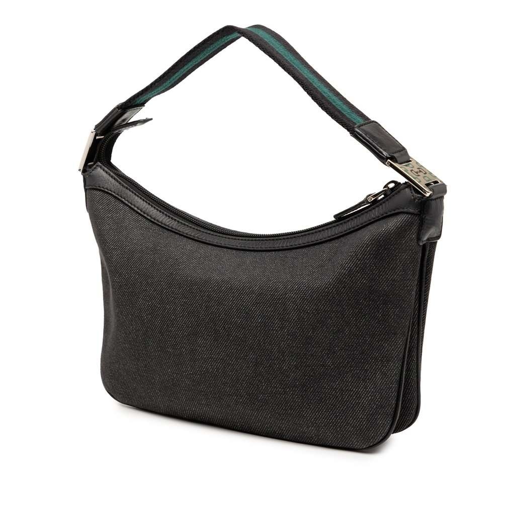Gucci Denim Web Shoulder Bag Black Very good condition - Back View