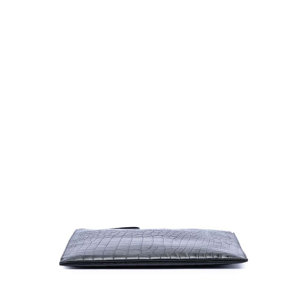 Saint Laurent Croc Embossed Leather Clutch Black Leather Very good - Inside View