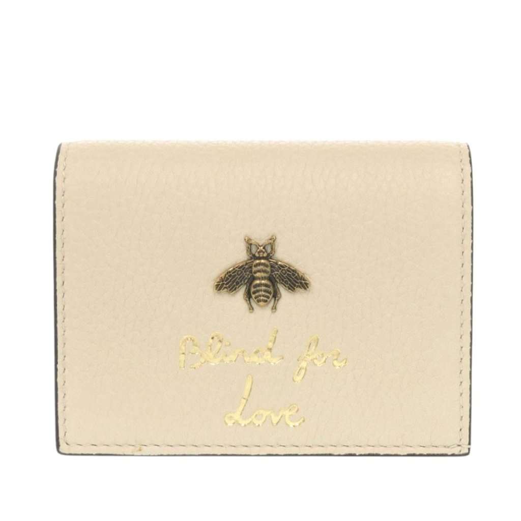 Gucci Calfskin Blind for Love Compact Wallet White Leather Very good - Front View