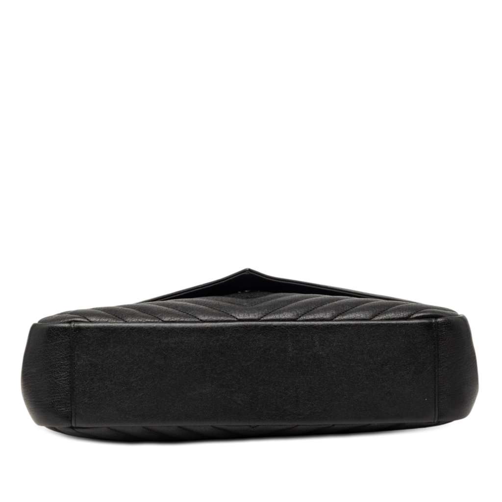Saint Laurent Large Chevron Sheepskin Monogram College Bag Black Leather Very good - Inside View