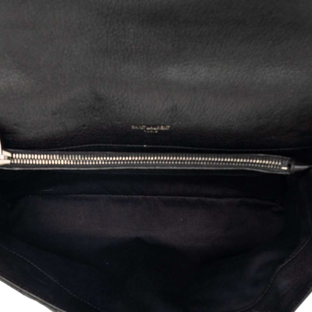 Saint Laurent Large Chevron Sheepskin Monogram College Bag Black Leather Very good - Model View