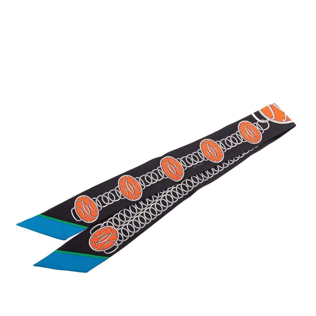 Hermès Lift Profile Silk Twilly Scarf Black Very good condition - Back View