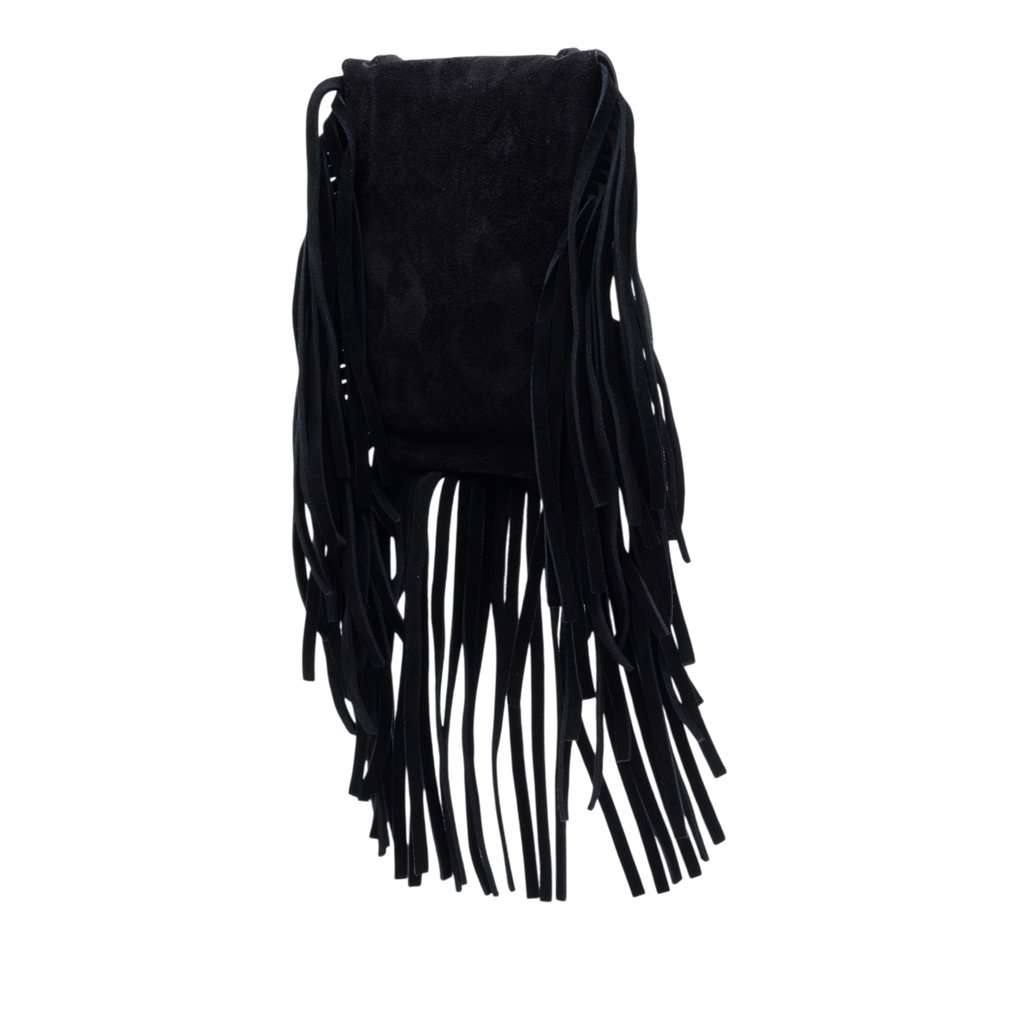 Saint Laurent Toy Suede Anita Fringed Crossbody Black Leather Very good - Back View