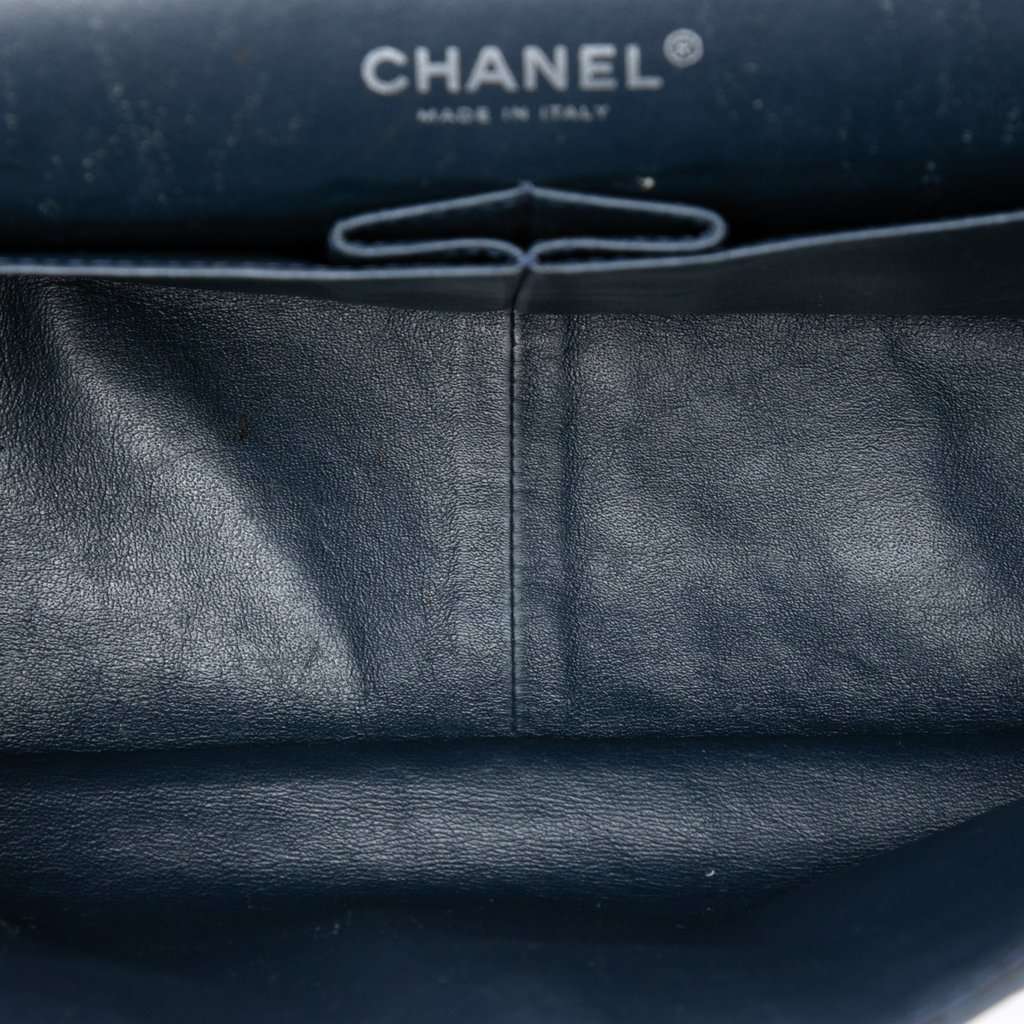 Chanel Quilted Patent Reissue 2.55 Double Flap 227 Blue Leather Very good condition - Model View