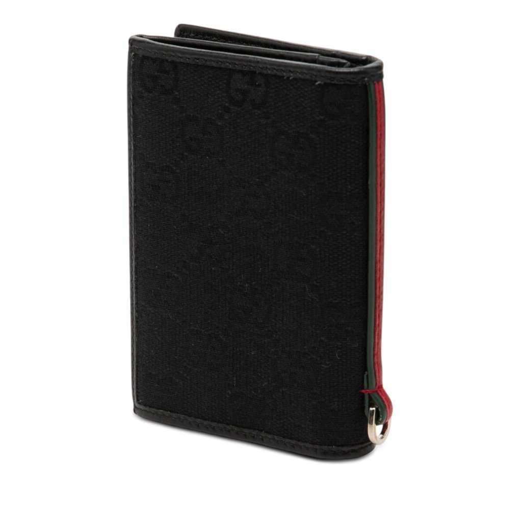 Gucci GG Canvas Web Bifold Card Holder Black Very good condition - Back View