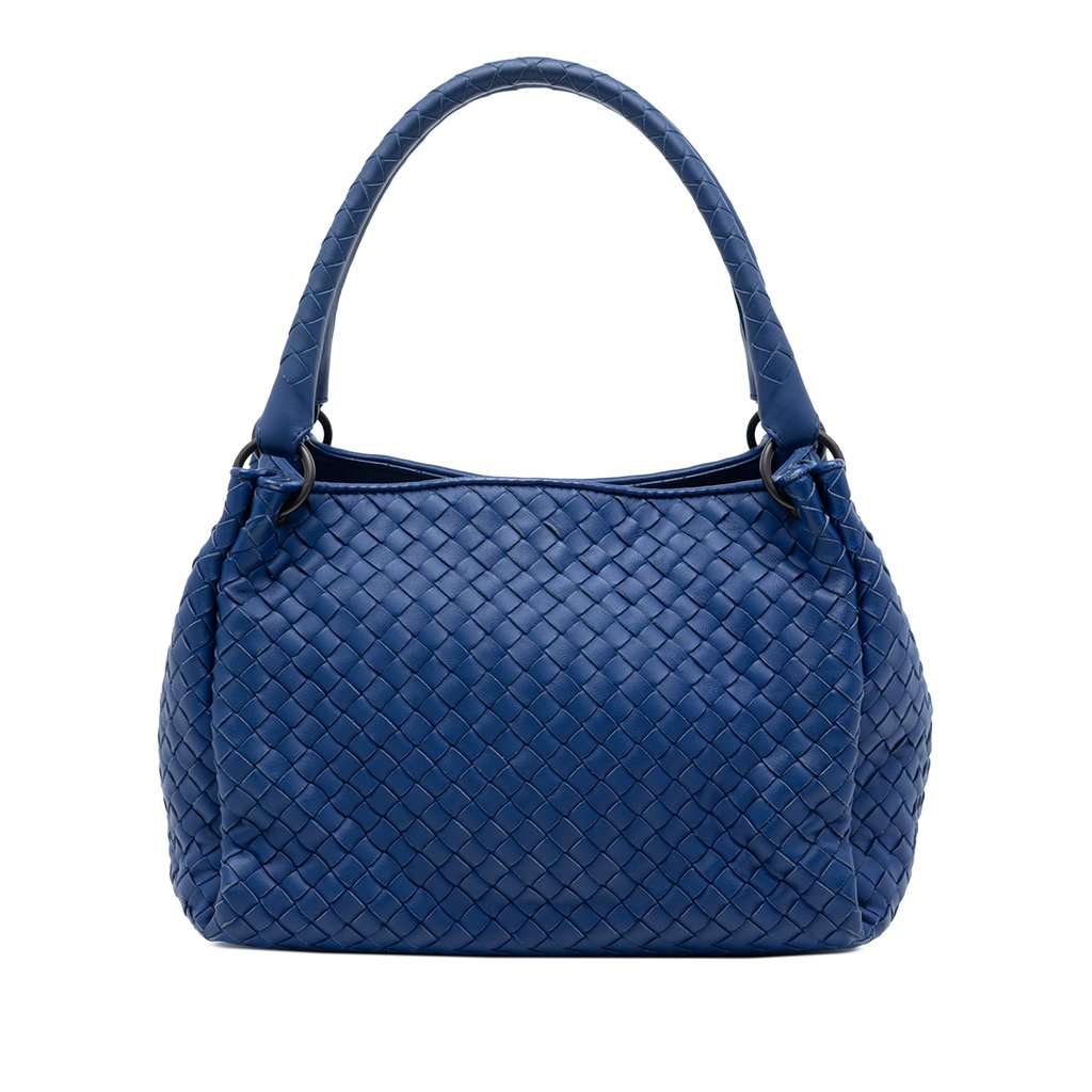 Bottega Veneta Nappa Intrecciato Parachute Tote Blue Leather Very good condition - Front View