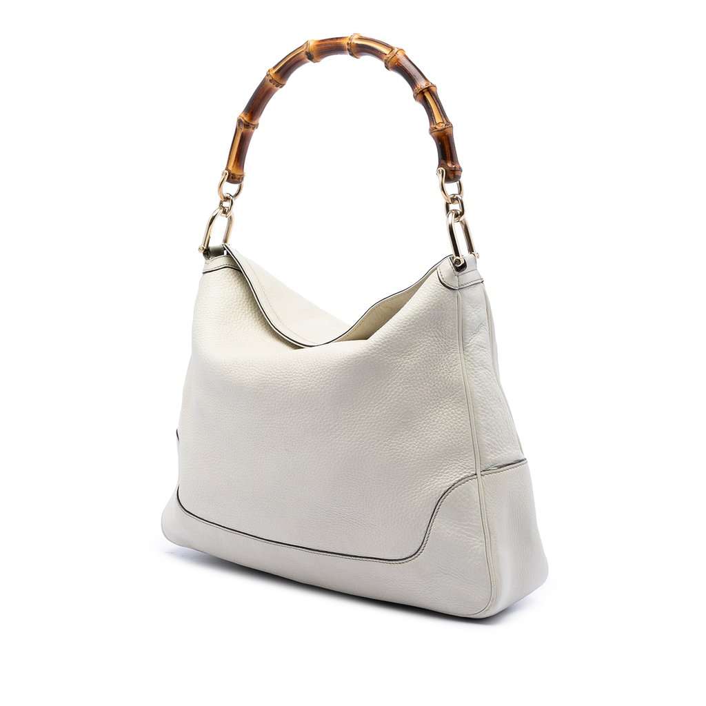 Gucci Calfskin Bamboo Diana Satchel White Leather Very good condition - Back View