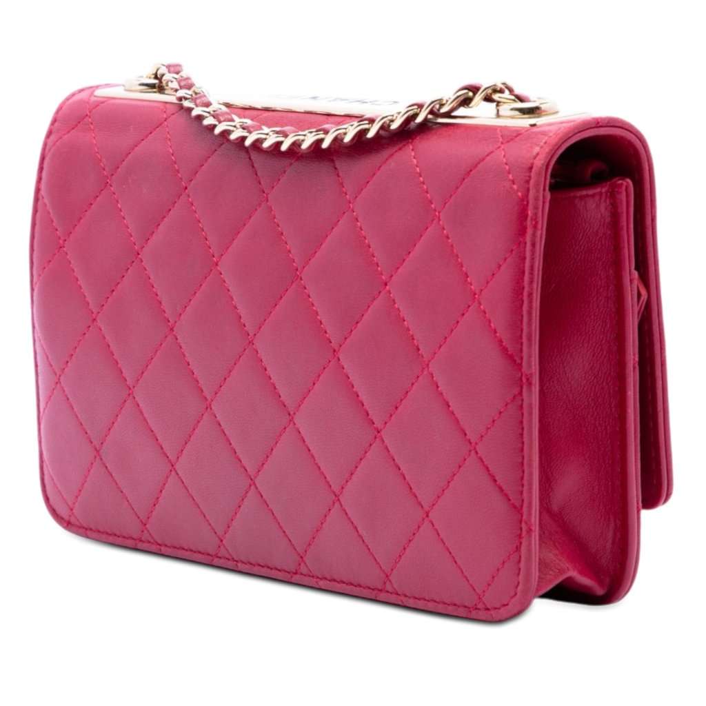 Chanel Quilted Lambskin Trendy CC Wallet On Chain Pink Leather Very good condition - Back View