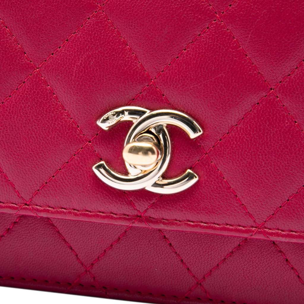 Chanel Quilted Lambskin Trendy CC Wallet On Chain Pink Leather Very good condition - Box View