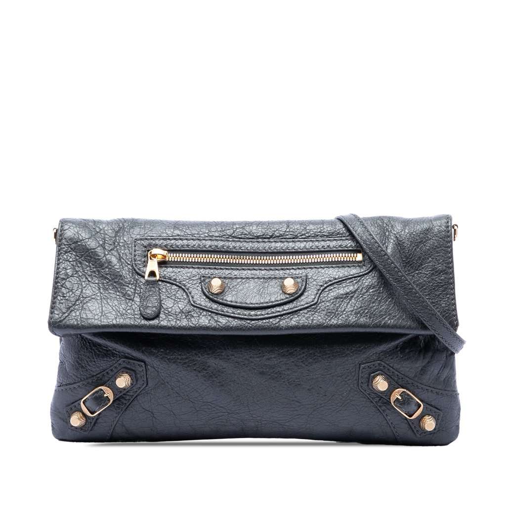 Balenciaga Lambskin Motocross Giant 12 Envelope Clutch With Strap Green Leather Very good condition - Front View