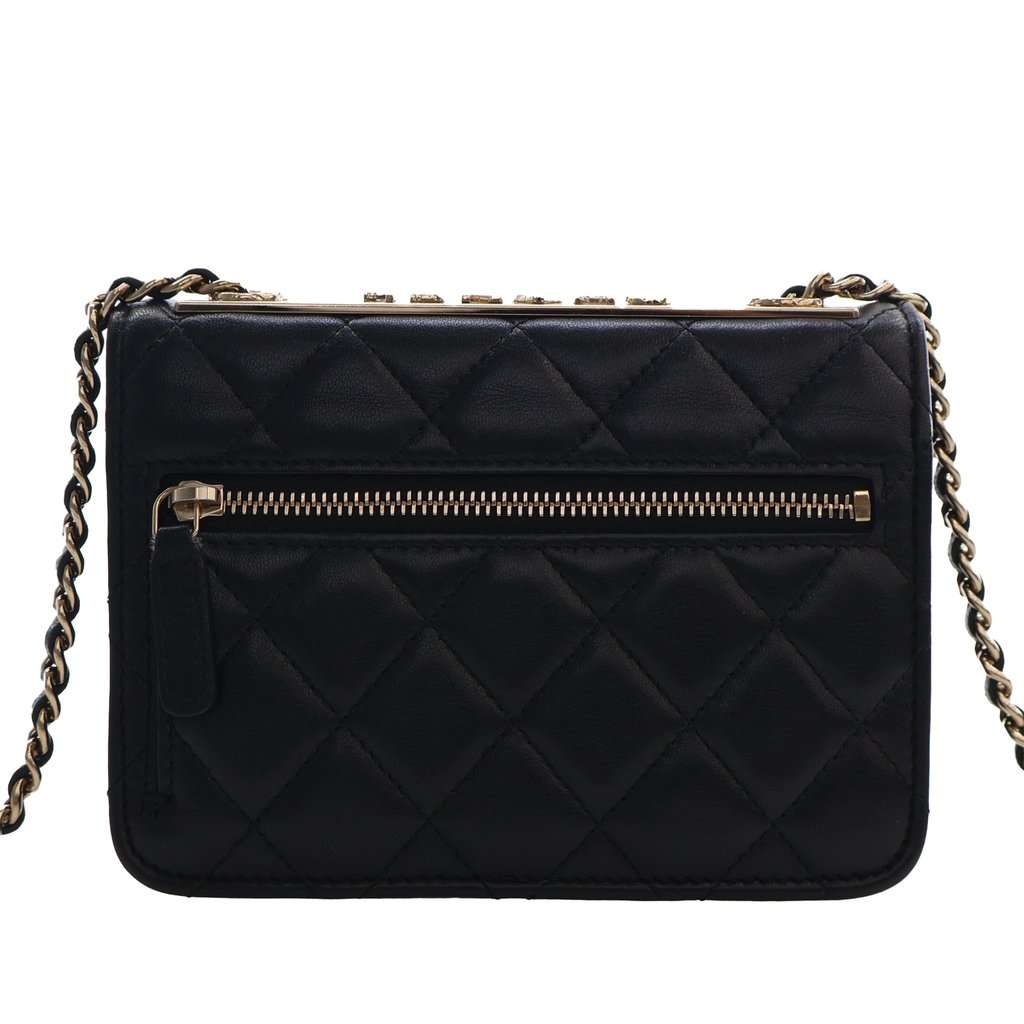 Chanel Mini Quilted Lambskin Trendy CC Wallet On Chain Black Leather Very good - Back View