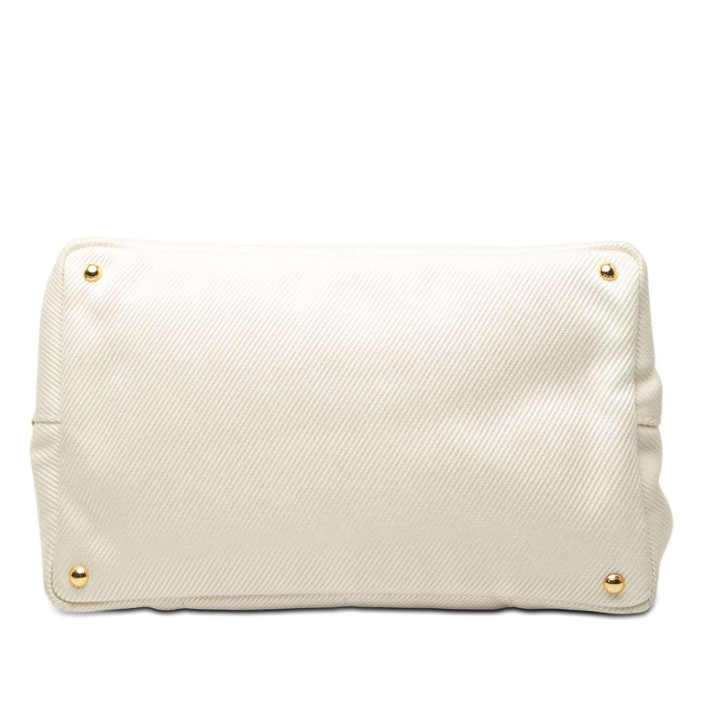 Prada Large Denim Canapa Logo Satchel White Very good condition - Inside View
